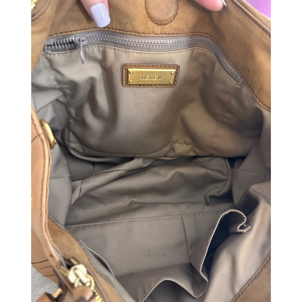 J.Crew Womens Tan Brown Leather Tassel Satchel‎ Shoulder Bag Handbag Fall Classy - Picture 3 of 8